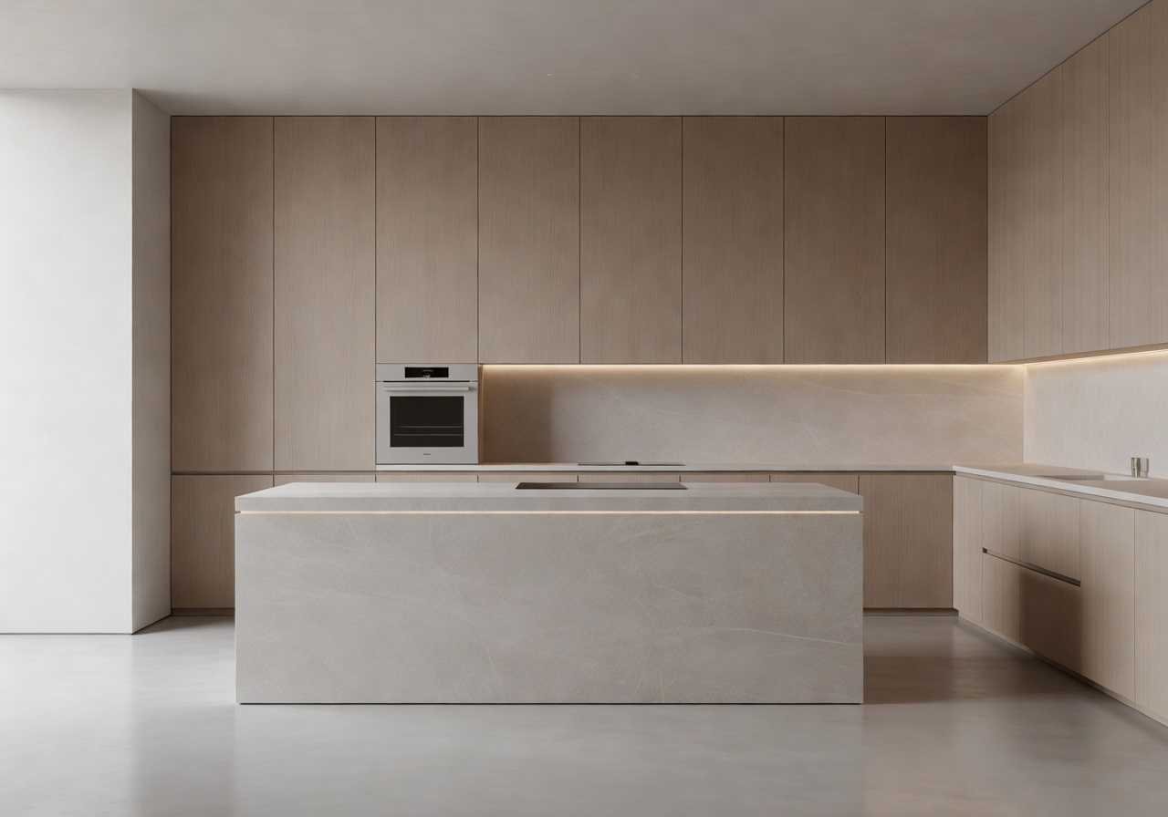 Minimalist luxury kitchen rendering