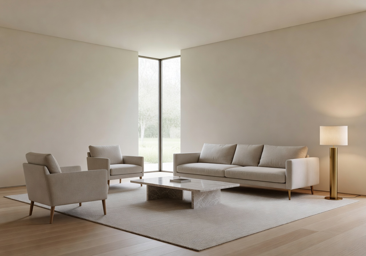 Minimalist luxury living room design by Auravia Studio